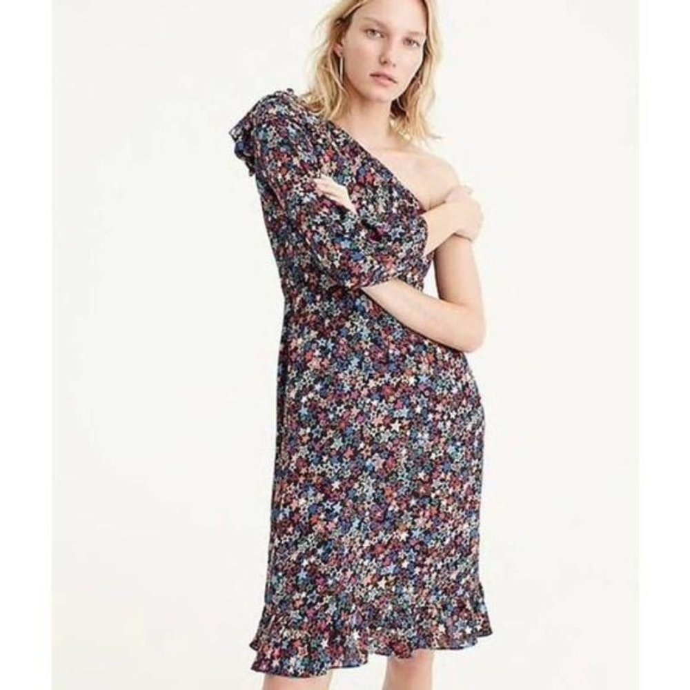 J. Crew Jacuzzi Starburst One Shoulder Dress Sz 8 - Picture 1 of 12